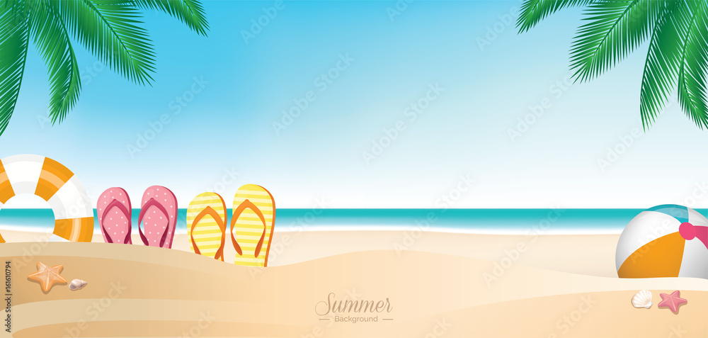 Colorful summer vacation beach banner background Stock-vektor | Adobe Stock
